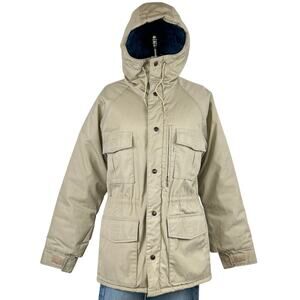 Vintage Levi's White Tab Safari Quilted Tan Parka Puffer Jacket 70s 80s USA (S)